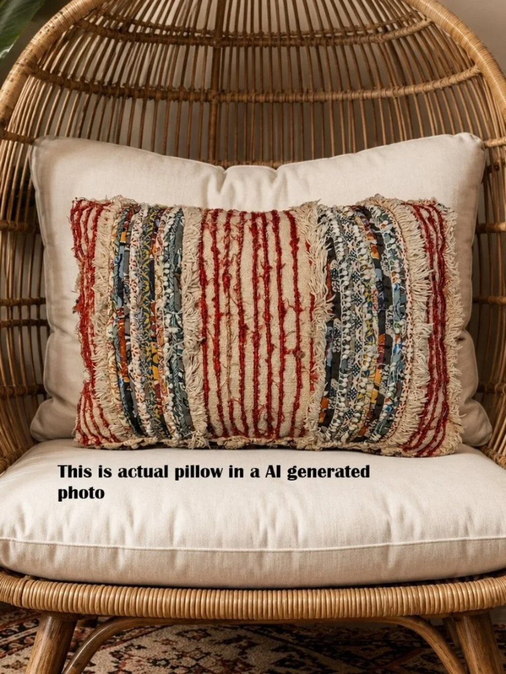 World Market BOHO Multicolor Cotton Throw Pillow 20x 14” Great
